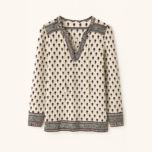 Black and Red Relaxed Tie Front Blouse